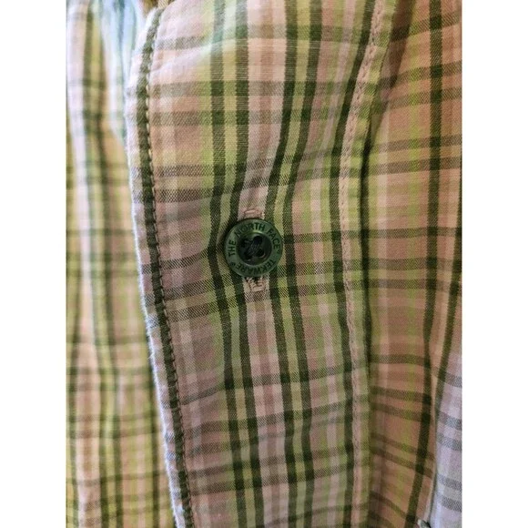 The North Face Casual Shirt Mens Large Green Check Button Up Chest Pocket - Picture 5 of 9
